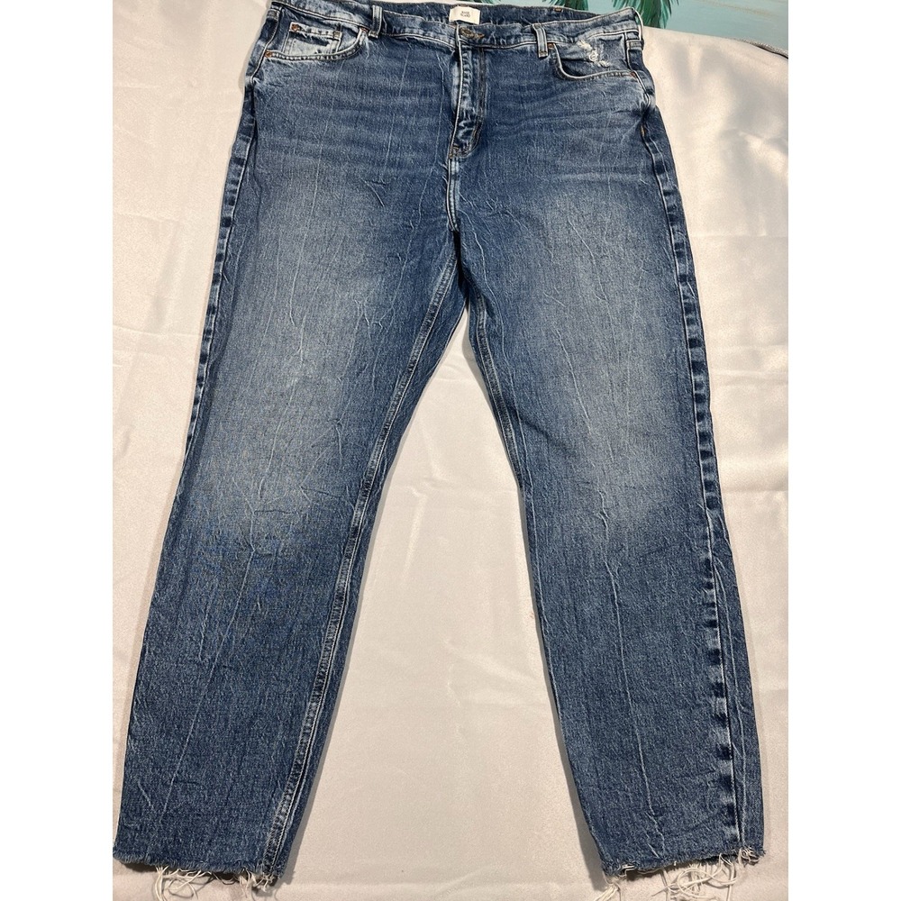 River Island, Blue Jeans, Distressed, Medium Washed Women's 18 Or 36 X 30.